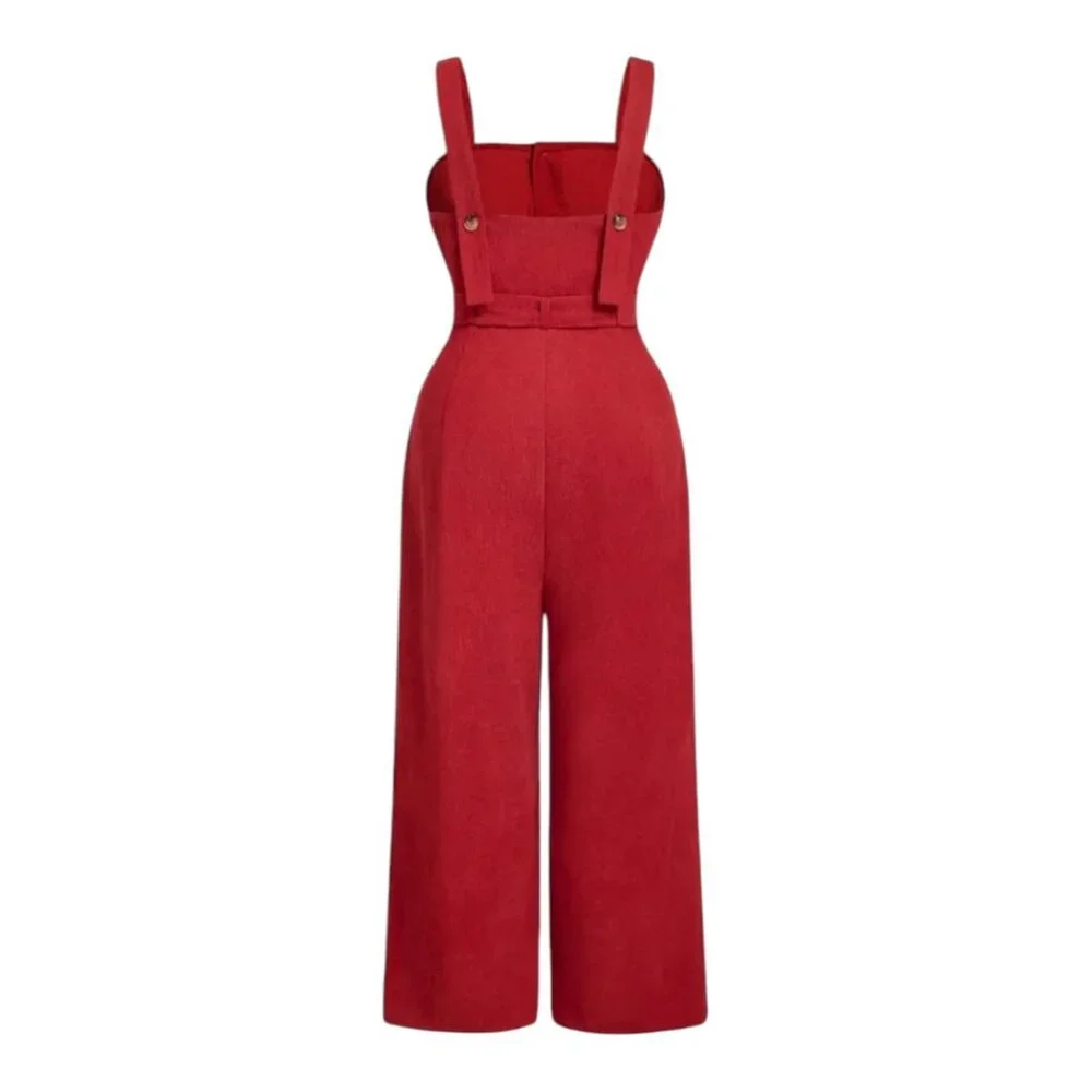 LAST ONE! FINAL MARK DOWN Plus Size <3 Heart Pattern Red Corduroy Bib Overall - Picture 2 of 3